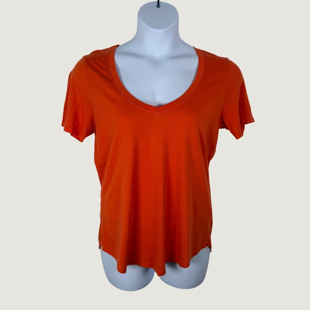 The Group Babaton Aritzia L Orange V-Neck Short Sleeve Modal T-Shirt Fall